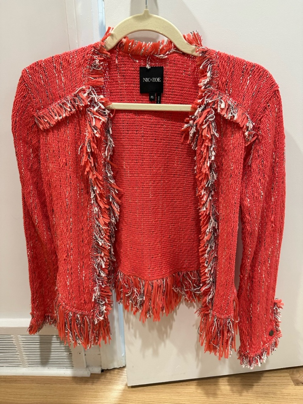 NIC+ZOE Coral Fringe Open-Front Cardigan